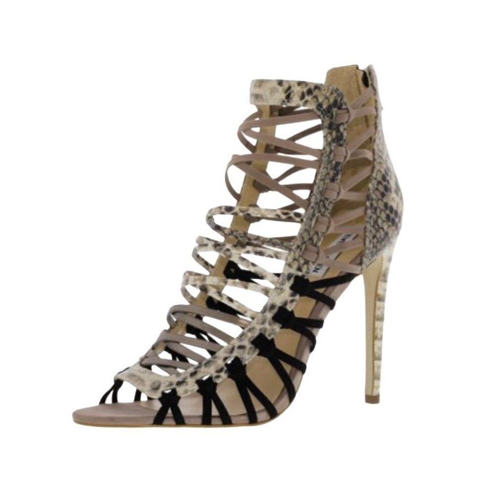 Steve Madden Sleik Snake Cage Heels Sandals Shoes Size 8M